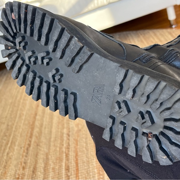 Zara Zip up genuine leather platform combat boots - Picture 3 of 9